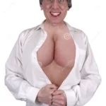 Funny Ugly Mature Senior Woman Big Breasts Boobs Stock Image